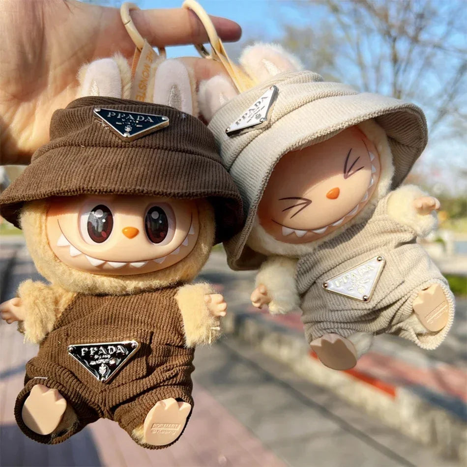 Labubu Outfit – Luxury Overall & Bucket Hat Set (Tan)