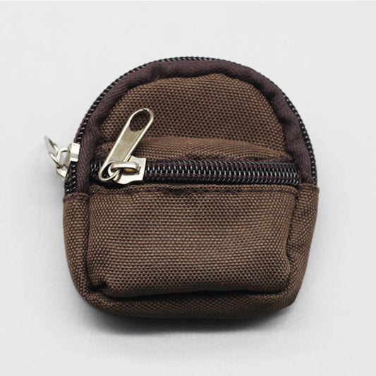 Mini Canvas Backpack for Labubu – Brown