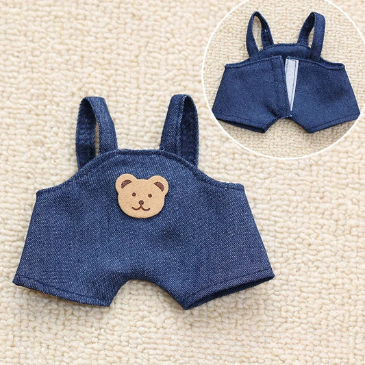 Labubu Doll Clothes – Navy Blue Overalls Outfit for 15-17cm Dolls
