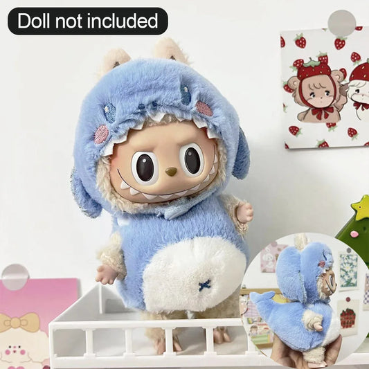 Labubu Clothes – Plush Dinosaur Hoodie Outfit for 15/17cm Labubu Dolls (No Doll)