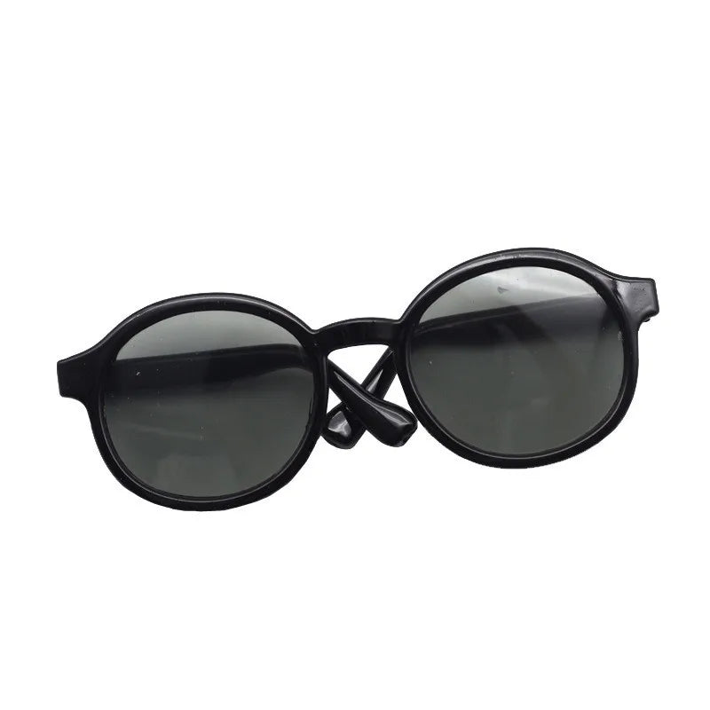 Round Glasses for Labubu Dolls – Black