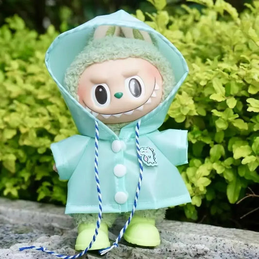 Labubu Raincoat Outfit with Hood – Blue