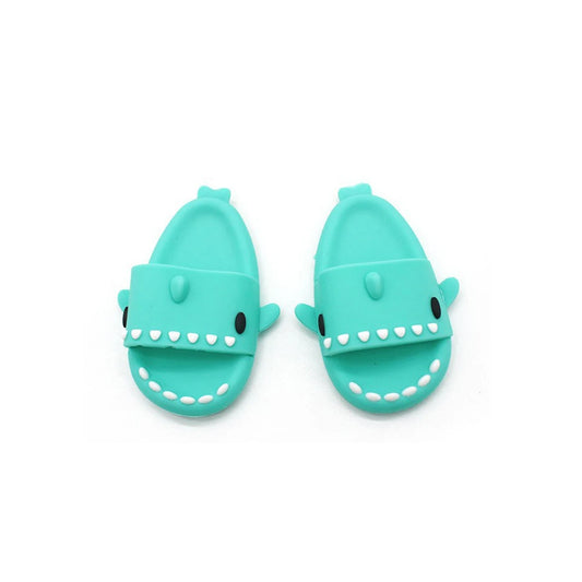 Shark Slippers for Labubu Dolls – Teal