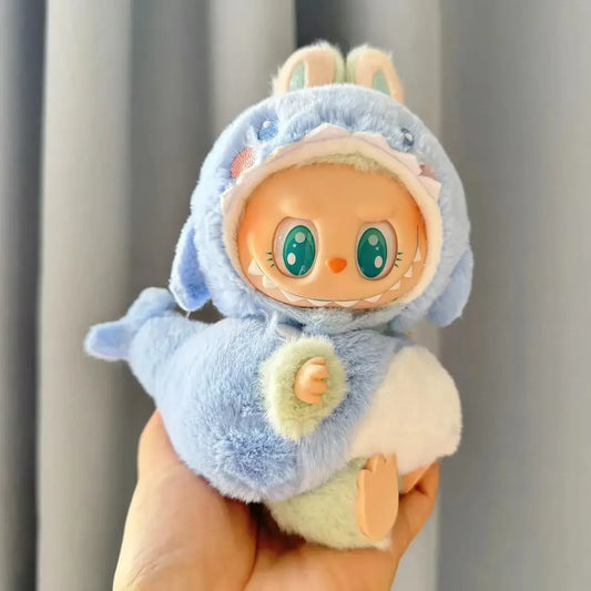 Labubu V1 V2 Plush Costume Outfit – Dinosaur Goose Macaron Style (Blue)