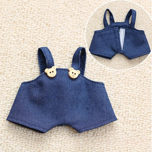 Labubu Doll Clothes – Blue Bear Overalls Outfit for 15-17cm Dolls