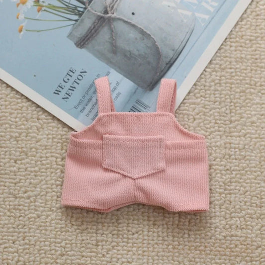 Labubu Doll Clothes – Pink Overalls Outfit for 15-17cm Dolls