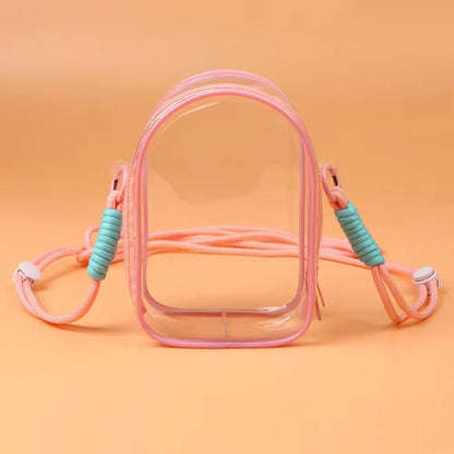 Labubu 15cm Transparent Shoulder Carrying Bag – Protective PVC Storage Case with Rope Strap