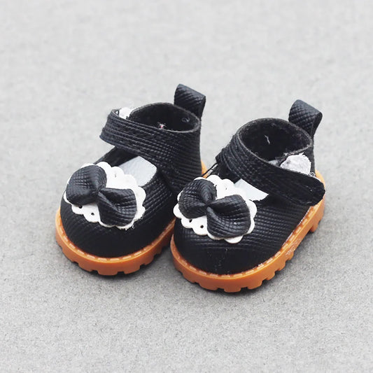 Labubu Doll Shoes – Cute Bowknot Mary Jane Style for 15–17cm Dolls (Black)