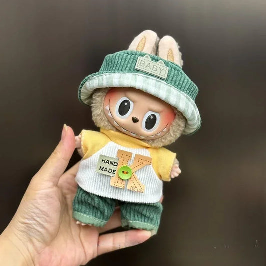 Labubu Corduroy Outfit Set with Cap & Overalls