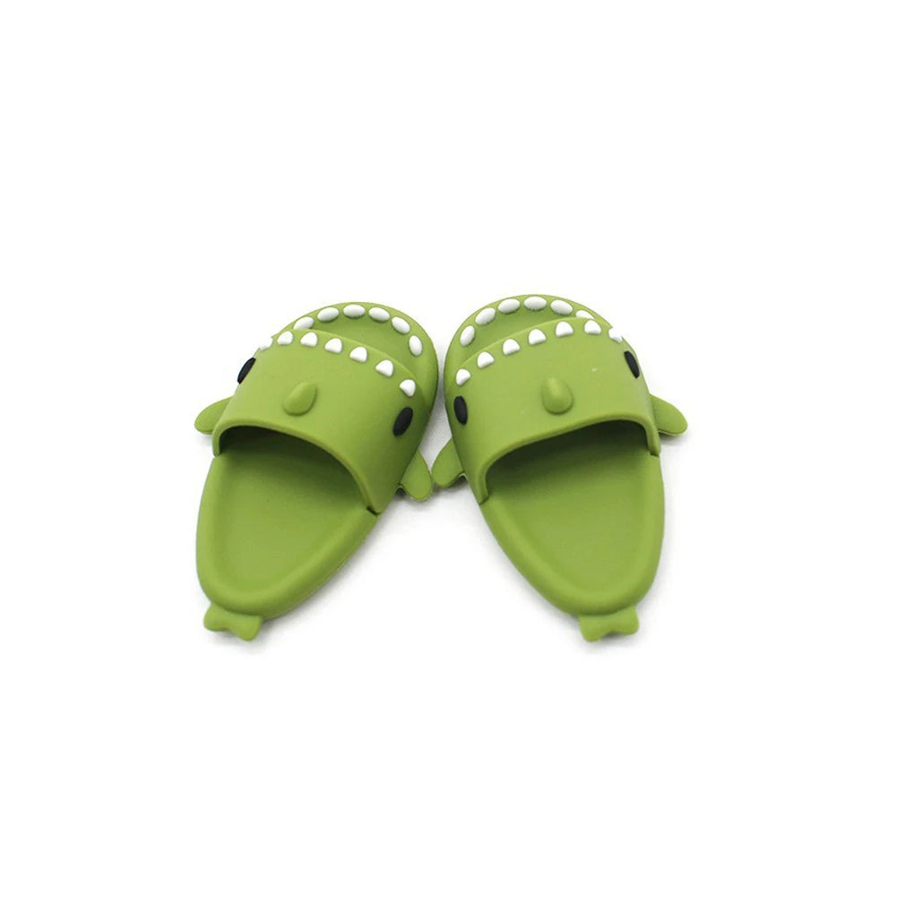 Shark Slippers for Labubu Dolls – Dark Green