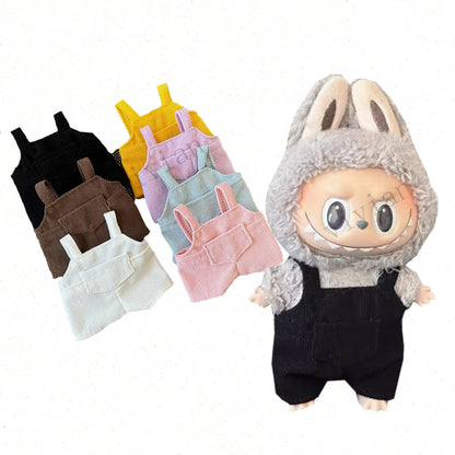 Labubu Doll Clothes – White Overalls Outfit for 15-17cm Dolls