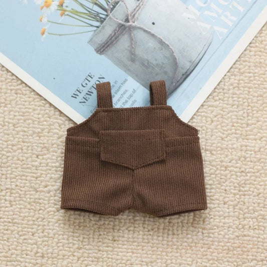 Labubu Doll Clothes – Brown Overalls Outfit for 15-17cm Dolls