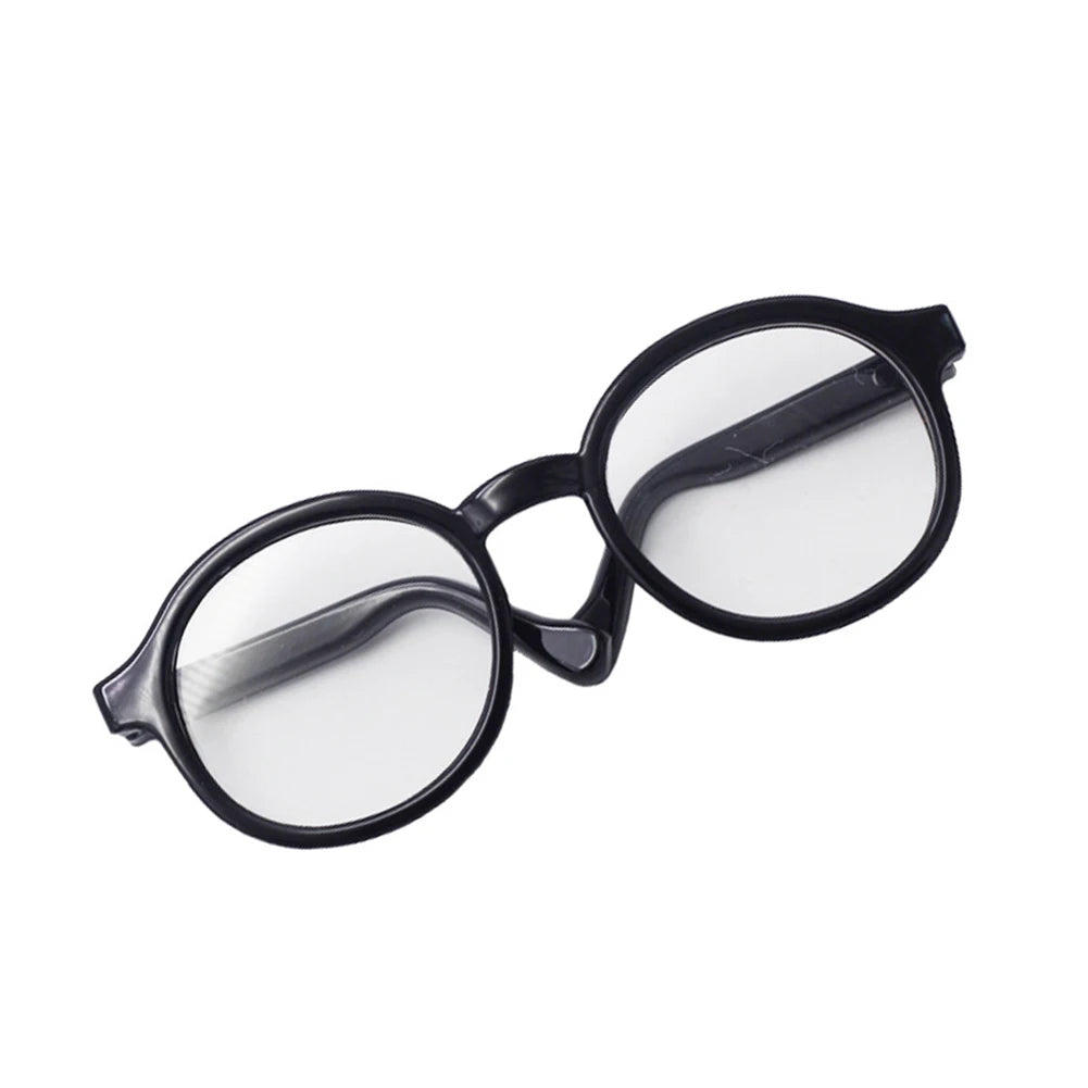 Mini Round Glasses for Labubu Dolls – Black