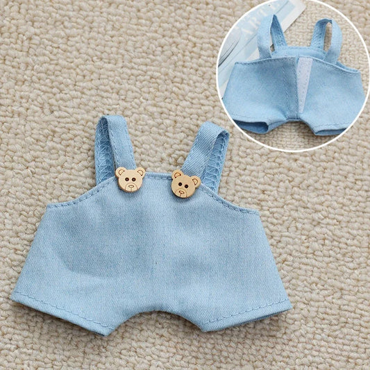 Labubu Doll Clothes – Light Blue Overalls Outfit for 15-17cm Dolls