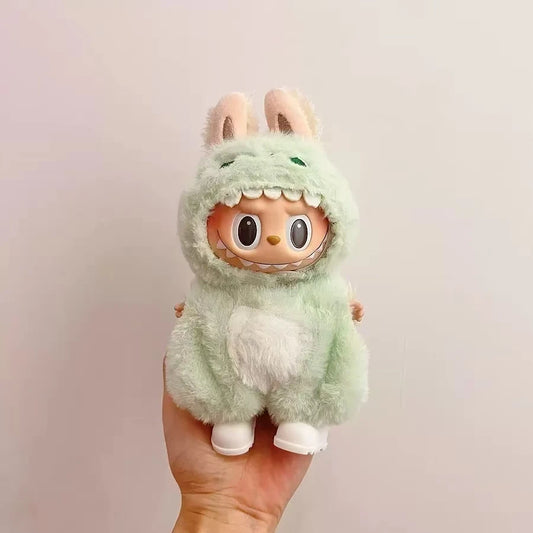 🦖 Dino Dream Labubu Outfit – Plush Green Costume for 17cm Dolls