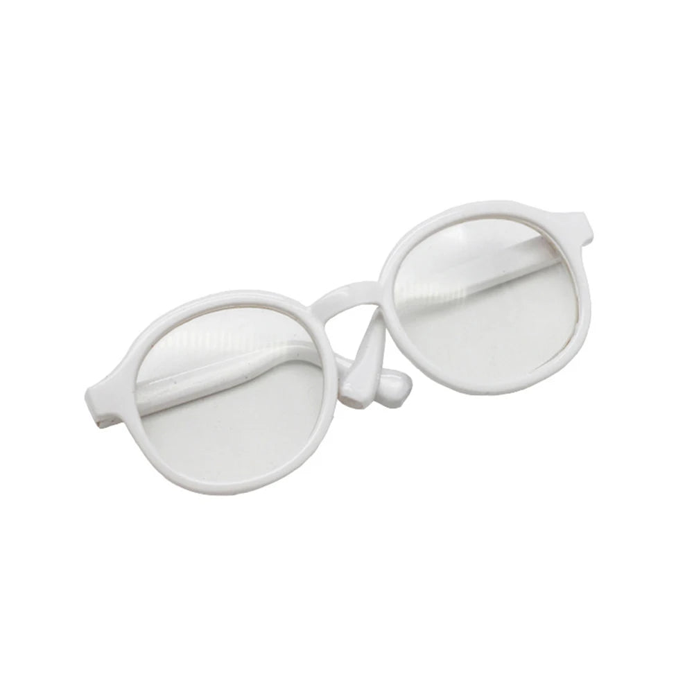 Mini Round Glasses for Labubu Dolls – White