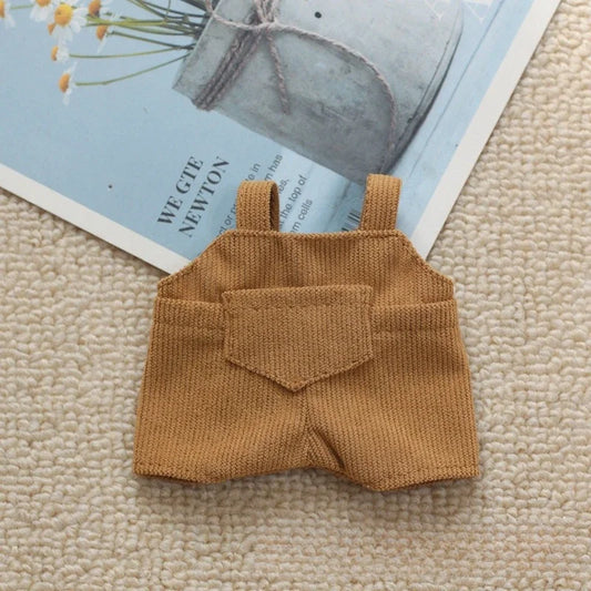 Labubu Doll Clothes – Tan Overalls Outfit for 15-17cm Dolls