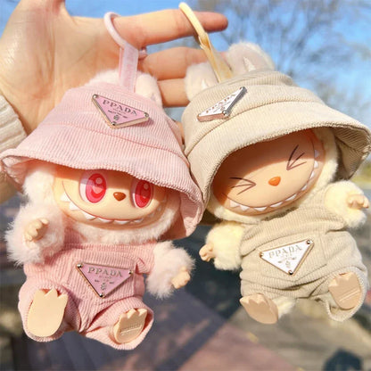 Labubu Outfit – Luxury Overall & Bucket Hat Set (Pink)
