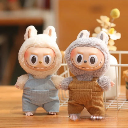 Labubu Doll Clothes – Blue Bear Overalls Outfit for 15-17cm Dolls
