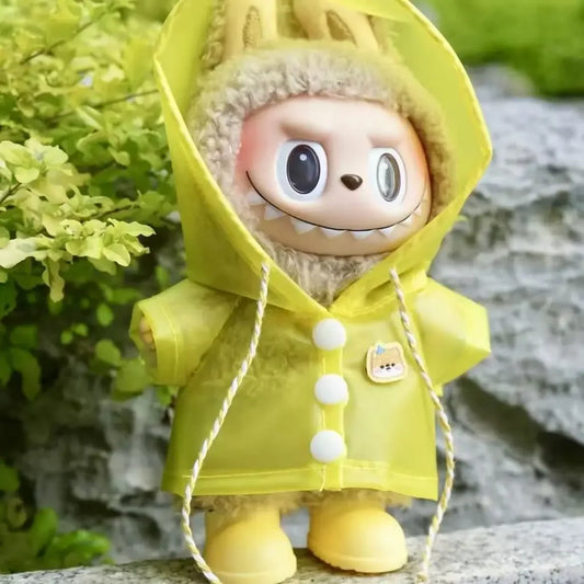Labubu Raincoat Outfit with Hood – Yellow