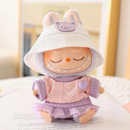 Sweet Pastel Knitted Dress Set for Labubu